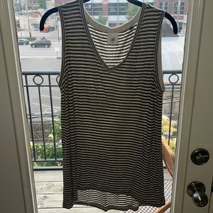Cabi tank top. Green/cream stripes. Size M